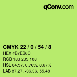 Farbcode: CMYK 22 / 0 / 54 / 8 | qconv.com