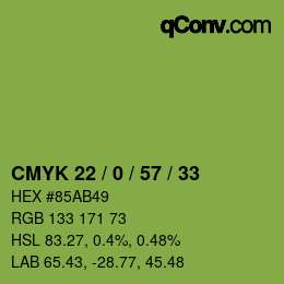 Farbcode: CMYK 22 / 0 / 57 / 33 | qconv.com
