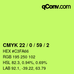 Color code: CMYK 22 / 0 / 59 / 2 | qconv.com