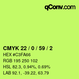 颜色代码: CMYK 22 / 0 / 59 / 2 | qconv.com