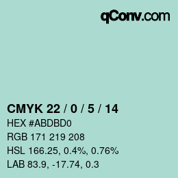 颜色代码: CMYK 22 / 0 / 5 / 14 | qconv.com
