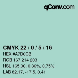 Color code: CMYK 22 / 0 / 5 / 16 | qconv.com