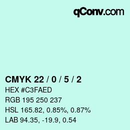 Color code: CMYK 22 / 0 / 5 / 2 | qconv.com