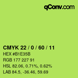 カラーコード: CMYK 22 / 0 / 60 / 11 | qconv.com