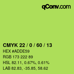 Color code: CMYK 22 / 0 / 60 / 13 | qconv.com