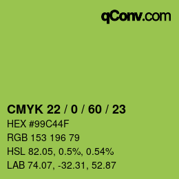 カラーコード: CMYK 22 / 0 / 60 / 23 | qconv.com