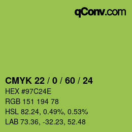 Color code: CMYK 22 / 0 / 60 / 24 | qconv.com