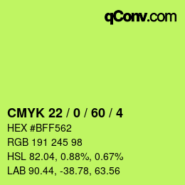 カラーコード: CMYK 22 / 0 / 60 / 4 | qconv.com