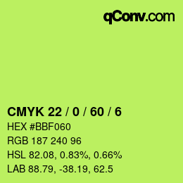 カラーコード: CMYK 22 / 0 / 60 / 6 | qconv.com