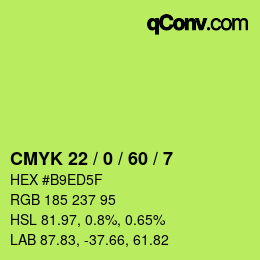 Color code: CMYK 22 / 0 / 60 / 7 | qconv.com