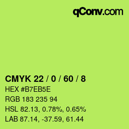 Color code: CMYK 22 / 0 / 60 / 8 | qconv.com