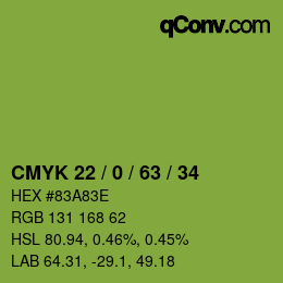 颜色代码: CMYK 22 / 0 / 63 / 34 | qconv.com