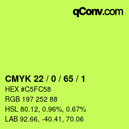 カラーコード: CMYK 22 / 0 / 65 / 1 | qconv.com