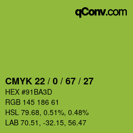 Farbcode: CMYK 22 / 0 / 67 / 27 | qconv.com