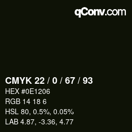 Color code: CMYK 22 / 0 / 67 / 93 | qconv.com