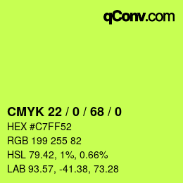 Farbcode: CMYK 22 / 0 / 68 / 0 | qconv.com