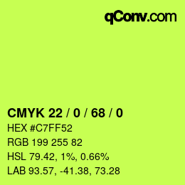 Color code: CMYK 22 / 0 / 68 / 0 | qconv.com