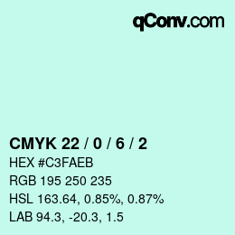 Color code: CMYK 22 / 0 / 6 / 2 | qconv.com