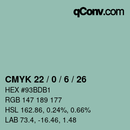 Color code: CMYK 22 / 0 / 6 / 26 | qconv.com