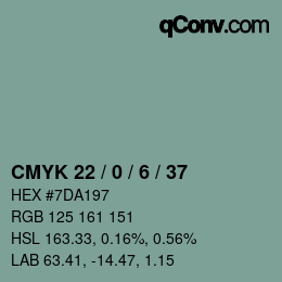 颜色代码: CMYK 22 / 0 / 6 / 37 | qconv.com