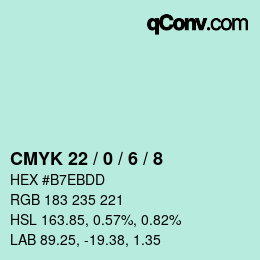 颜色代码: CMYK 22 / 0 / 6 / 8 | qconv.com