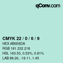 Color code: CMYK 22 / 0 / 6 / 9 | qconv.com