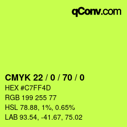 颜色代码: CMYK 22 / 0 / 70 / 0 | qconv.com