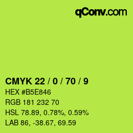カラーコード: CMYK 22 / 0 / 70 / 9 | qconv.com