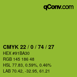 カラーコード: CMYK 22 / 0 / 74 / 27 | qconv.com