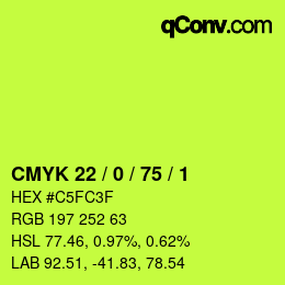 Color code: CMYK 22 / 0 / 75 / 1 | qconv.com
