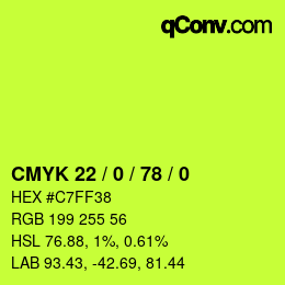 Color code: CMYK 22 / 0 / 78 / 0 | qconv.com