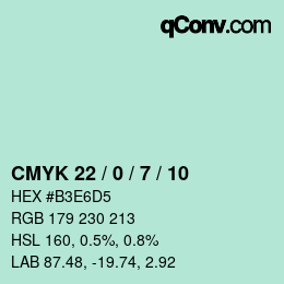 Color code: CMYK 22 / 0 / 7 / 10 | qconv.com