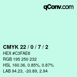 Color code: CMYK 22 / 0 / 7 / 2 | qconv.com