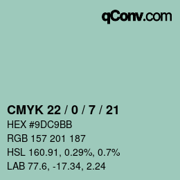 Farbcode: CMYK 22 / 0 / 7 / 21 | qconv.com