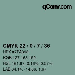 カラーコード: CMYK 22 / 0 / 7 / 36 | qconv.com