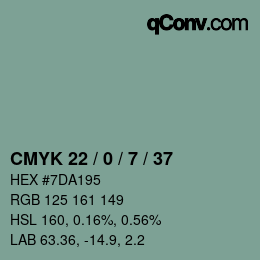 Color code: CMYK 22 / 0 / 7 / 37 | qconv.com