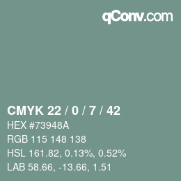 Farbcode: CMYK 22 / 0 / 7 / 42 | qconv.com