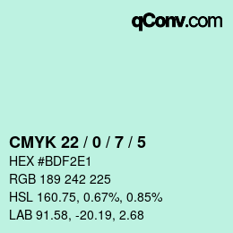 カラーコード: CMYK 22 / 0 / 7 / 5 | qconv.com