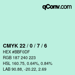 Color code: CMYK 22 / 0 / 7 / 6 | qconv.com