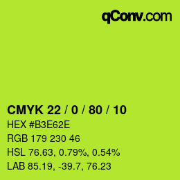 Farbcode: CMYK 22 / 0 / 80 / 10 | qconv.com