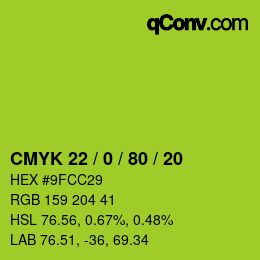 Color code: CMYK 22 / 0 / 80 / 20 | qconv.com