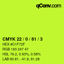 Color code: CMYK 22 / 0 / 81 / 3 | qconv.com