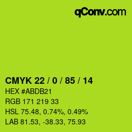 カラーコード: CMYK 22 / 0 / 85 / 14 | qconv.com
