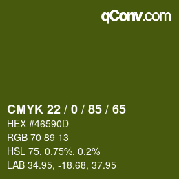 颜色代码: CMYK 22 / 0 / 85 / 65 | qconv.com