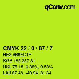 Color code: CMYK 22 / 0 / 87 / 7 | qconv.com