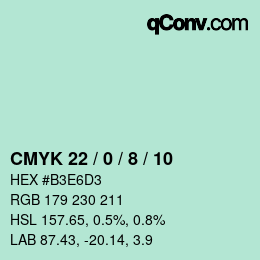 カラーコード: CMYK 22 / 0 / 8 / 10 | qconv.com