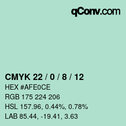 カラーコード: CMYK 22 / 0 / 8 / 12 | qconv.com