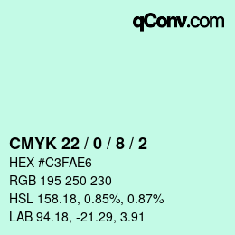 カラーコード: CMYK 22 / 0 / 8 / 2 | qconv.com