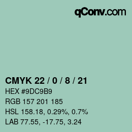 Color code: CMYK 22 / 0 / 8 / 21 | qconv.com