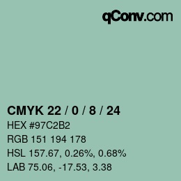 Color code: CMYK 22 / 0 / 8 / 24 | qconv.com